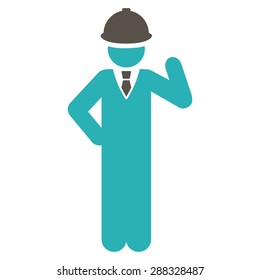 Engineer icon from Business Bicolor Set. Vector style: flat bicolor symbols, grey and cyan colors, rounded angles, white background.