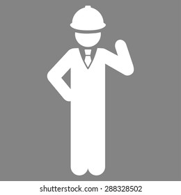 Engineer icon from Business Bicolor Set. Vector style: flat symbols, white color, rounded angles, gray background.