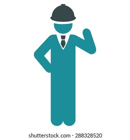 Engineer icon from Business Bicolor Set. Vector style: flat bicolor symbols, soft blue colors, rounded angles, white background.