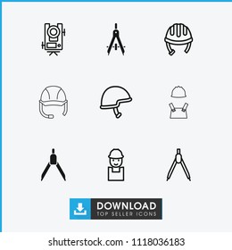 Engineer icon. collection of 9 engineer filled and outline icons such as level equipment, helmet, worker. editable engineer icons for web and mobile.