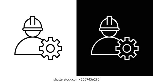 Icono de ingeniero para concepto y Diseño gráfico. Colección de iconos de vector de estilo negro de alta calidad