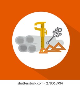 Engineer icon design over orange background, vector illustration
