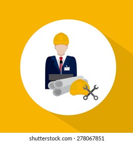Engineer icon design over yellow background, vector illustration