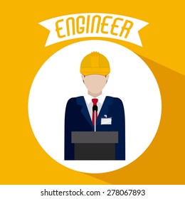 Engineer icon design over yellow background, vector illustration
