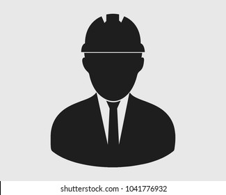 Engineer  Icon e. Male symbol with helmet on head.