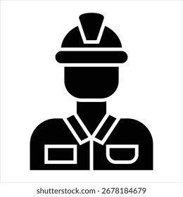 Icono del ingeniero en la Ilustración vectorial del estilo del glifo