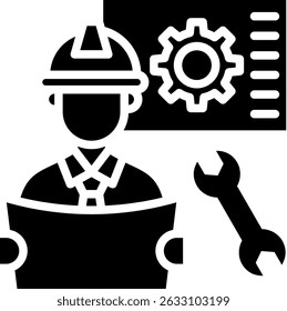 Ilustración vectorial de glifo de icono de ingeniero