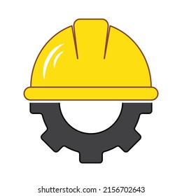 Engineer icon with hat helmet and gear vector illustration.