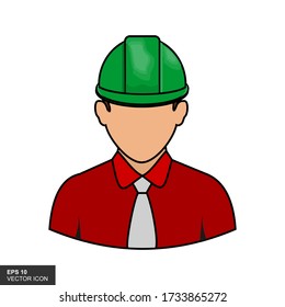 Icono de ingeniero aislado en fondo blanco. Símbolo de diseño de sitio web, logotipos, aplicaciones, interfaz de usuario. Ilustración del vector