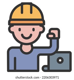 engineer icon line color vector illustration