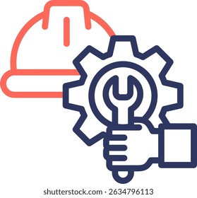 Ilustração do vetor de cor da linha do ícone do engenheiro