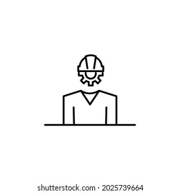 Engineer icon, line design. Labor, builder icon on white background.