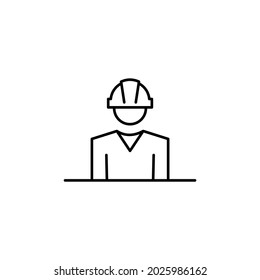 Icono de ingeniero, diseño de línea. Labor, icono del constructor en fondo blanco.