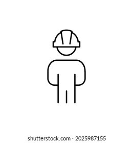 Ingenieursymbol, Liniendesign. Arbeit, Bauernsymbol auf weißem Hintergrund.