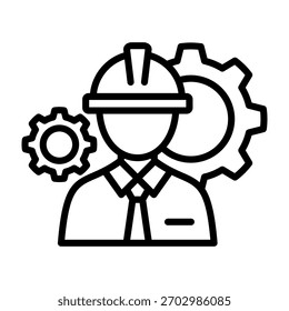 Ilustração de vetor de design de linha de ícone do engenheiro