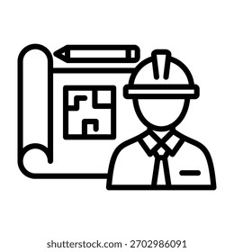 Ilustração de vetor de design de linha de ícone do engenheiro