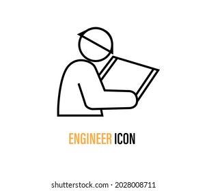 Engineer icon in line style. For your design, logo. Vector illustration. Editable Stroke.