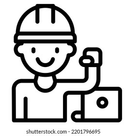 engineer icon line vector illustration