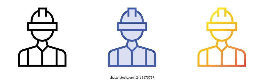 icono de ingeniero. Diseño de estilo de relleno lineal, azul y degradado aislado sobre fondo blanco