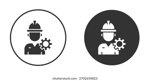 Plantilla de ilustración de diseño de logotipo de icono de ingeniero. Estilo sólido