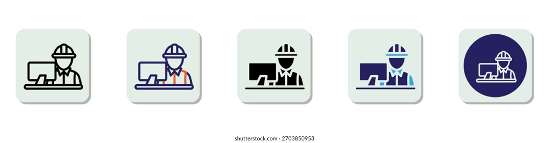 Engineer Icon Multi Style Vector Illustration