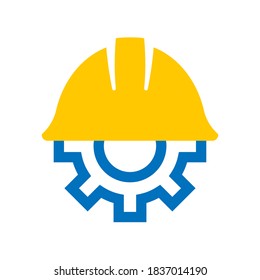 Engineer icon - Safety helmet with gear vector illustration