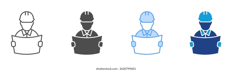 Engineer Icon Set Multiple Style Collection