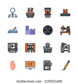 engineer icon set. vector set about wired gloves, crane, workflow and factory icons set.