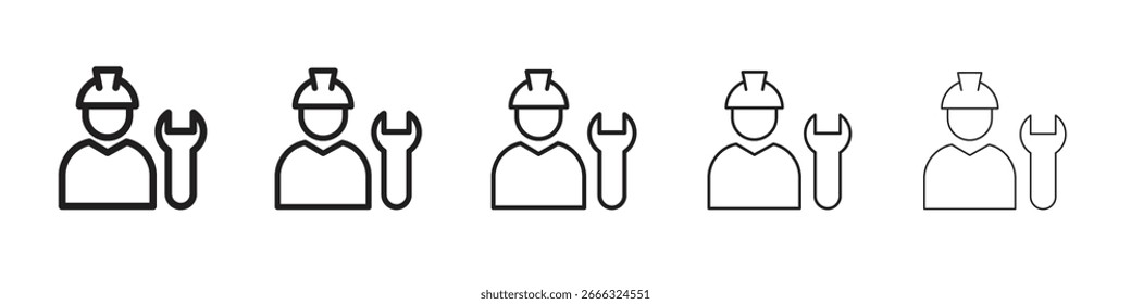 Engineer icon simple editable stroke series pack. eps10