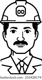 Engineer icon in simple line art style