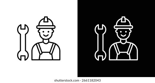 Ícone Engenheiro. Pictograma do traço. Ilustração vetorial. Sinal de vetor para aplicativos móveis e sites.