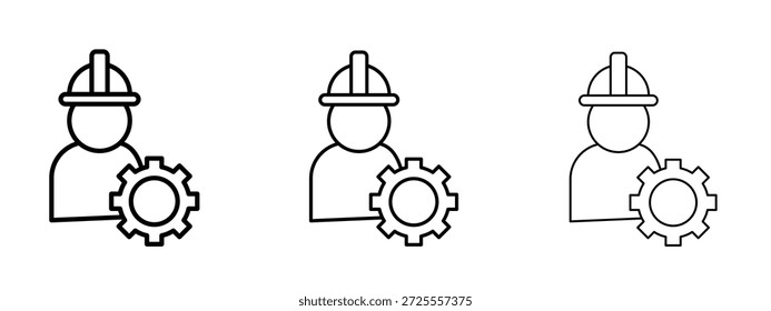 Símbolo de línea delgada del icono del ingeniero en el fondo blanco, Ilustración vectorial editable del movimiento