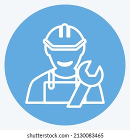 Engineer Icon in trendy blue eyes style isolated on soft blue background