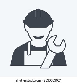Icono ingeniero en estilo glifo de moda aislado en fondo azul suave