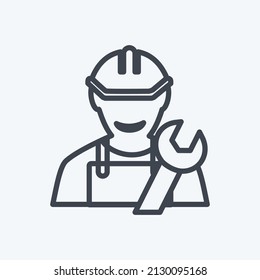Engineer Icon in trendy line style isolated on soft blue background