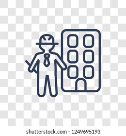 Engineer icon. Trendy linear Engineer logo concept on transparent background from Professions collection