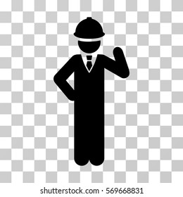 Engineer icon. Vector illustration style is flat iconic symbol, black color, transparent background. Designed for web and software interfaces.