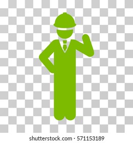 Engineer icon. Vector illustration style is flat iconic symbol, eco green color, transparent background. Designed for web and software interfaces.