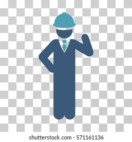Engineer icon. Vector illustration style is flat iconic bicolor symbol, cyan and blue colors, transparent background. Designed for web and software interfaces.