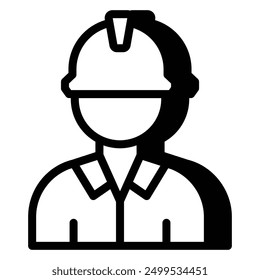 Engineer Icon Vector, Male engineer with helmet in construction project manager