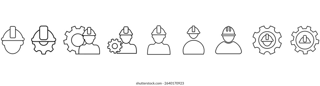 Engineer icon vector set. Architect illustration sign collection. Builder symbol. Mechanic Logo. Collection of foreman, engineering, construction, repair, service station web icons.