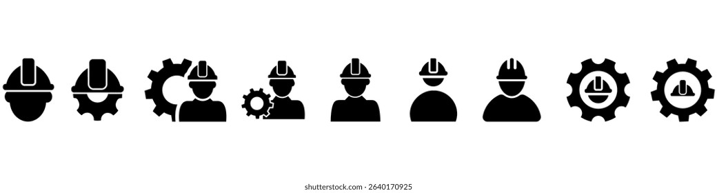 Engineer icon vector set. Architect illustration sign collection. Builder symbol. Mechanic Logo. Collection of foreman, engineering, construction, repair, service station web icons.