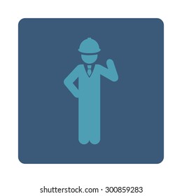 Engineer icon. Vector style is cyan and blue colors, flat rounded square button on a white background.