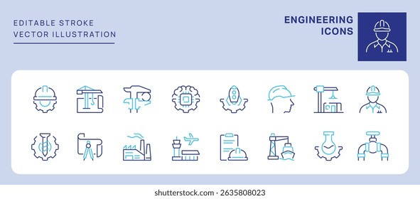 Engineer Icons. Editable Stroke. Set of thin line icons symbol collection.	