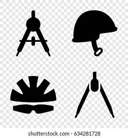 Engineer icons set. set of 4 engineer filled icons such as compass