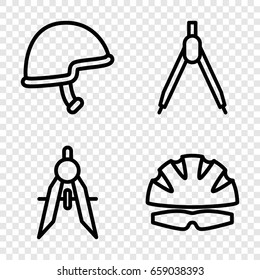 Engineer icons set. set of 4 engineer outline icons such as compass