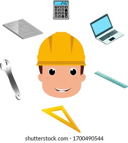 Engineer and icons set vector illustration