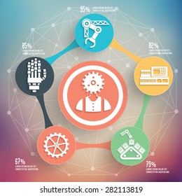 Engineer and industry design on blur background,info graphic design,clean vector