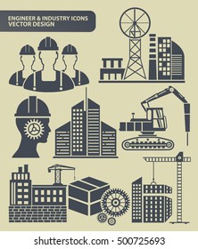 Engineer and industry icon set,clean vector