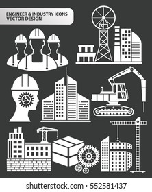 Engineer and industry icon set,clean vector